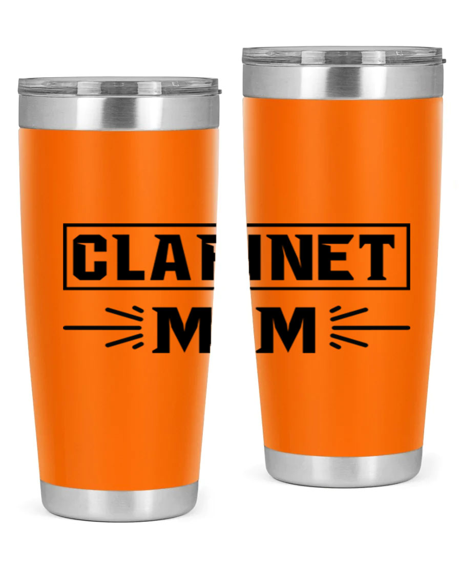 Clarinet Mom 20oz Tumbler featuring a stylish design, double wall vacuum insulation, and a drink-thru lid, perfect for music lovers.