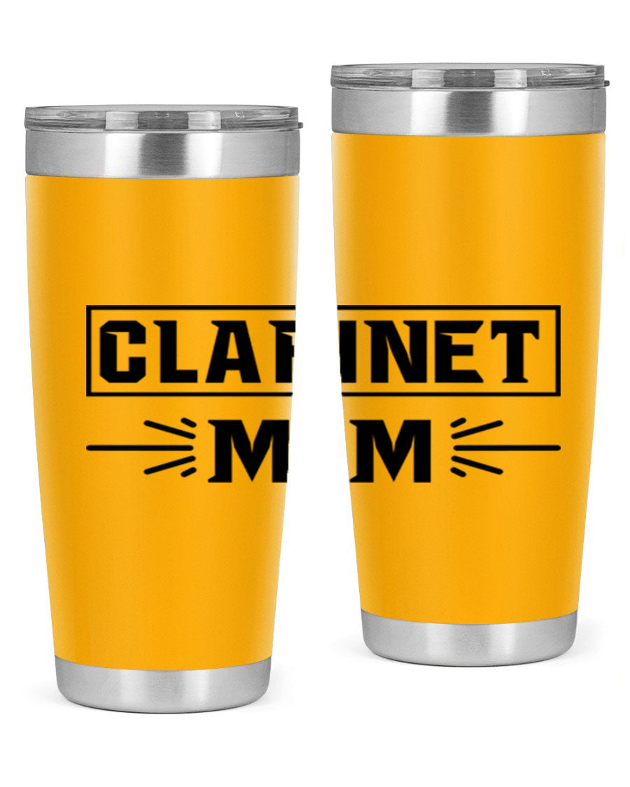 Clarinet Mom 20oz Tumbler featuring a stylish design, double wall vacuum insulation, and a drink-thru lid, perfect for music lovers.