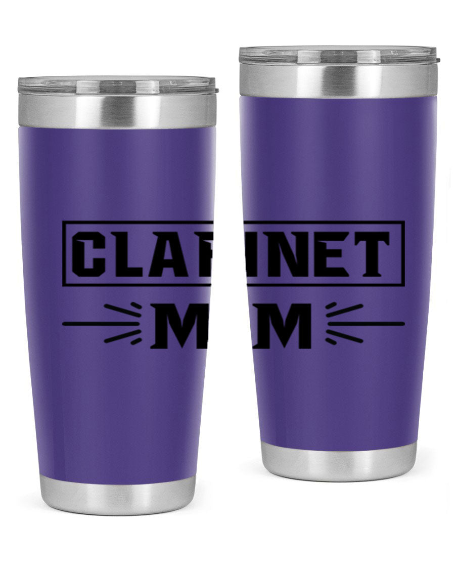 Clarinet Mom 20oz Tumbler featuring a stylish design, double wall vacuum insulation, and a drink-thru lid, perfect for music lovers.