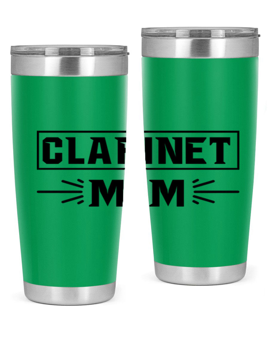 Clarinet Mom 20oz Tumbler featuring a stylish design, double wall vacuum insulation, and a drink-thru lid, perfect for music lovers.