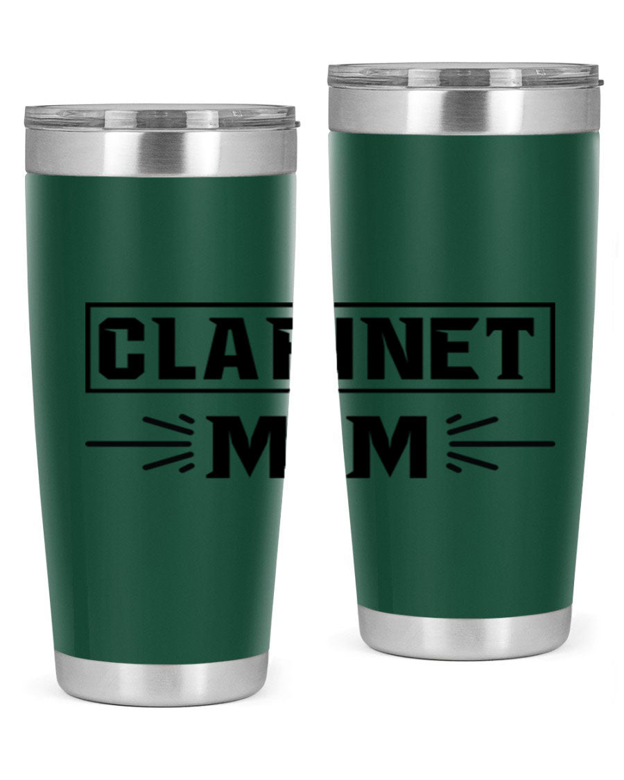 Clarinet Mom 20oz Tumbler featuring a stylish design, double wall vacuum insulation, and a drink-thru lid, perfect for music lovers.