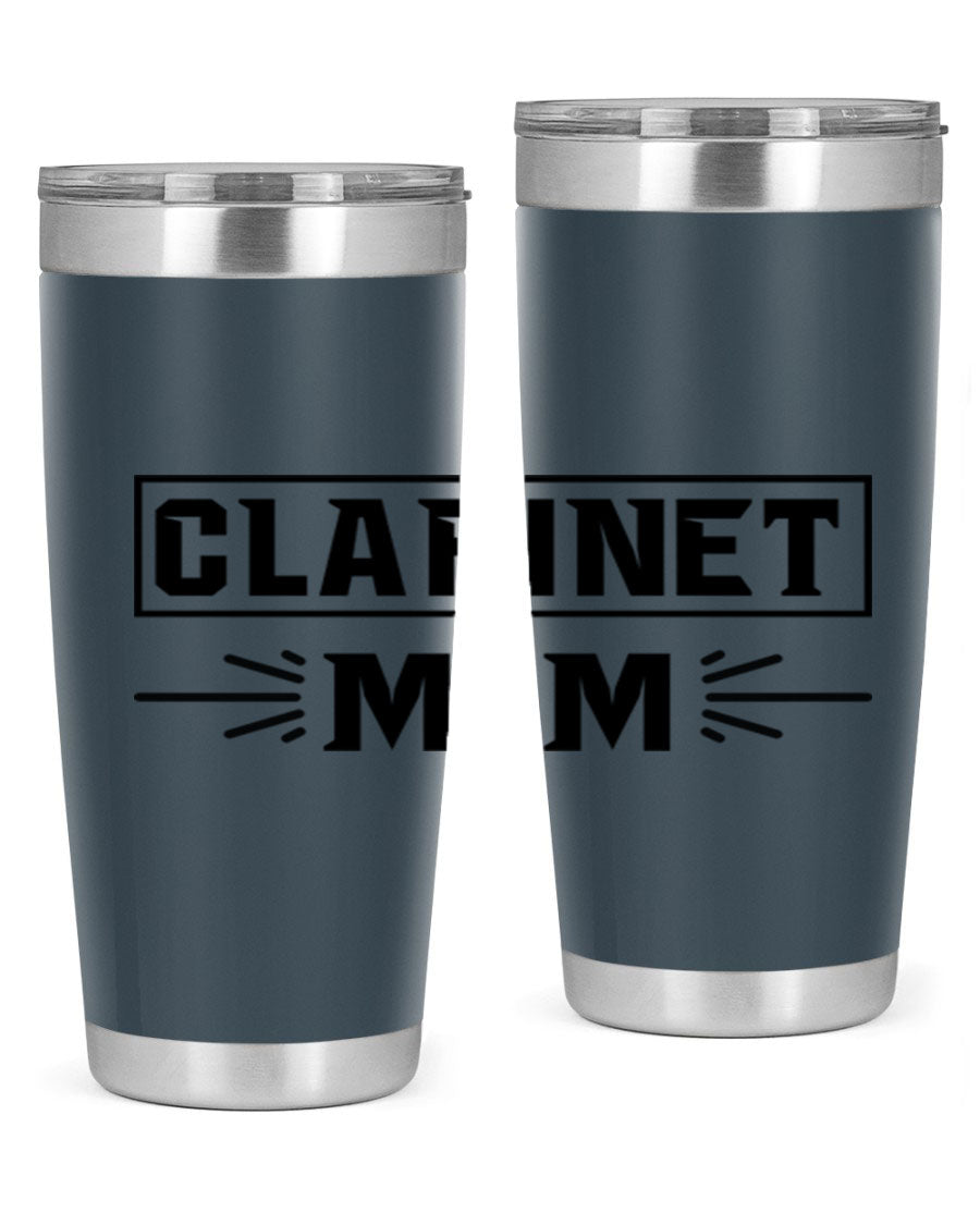 Clarinet Mom 20oz Tumbler featuring a stylish design, double wall vacuum insulation, and a drink-thru lid, perfect for music lovers.