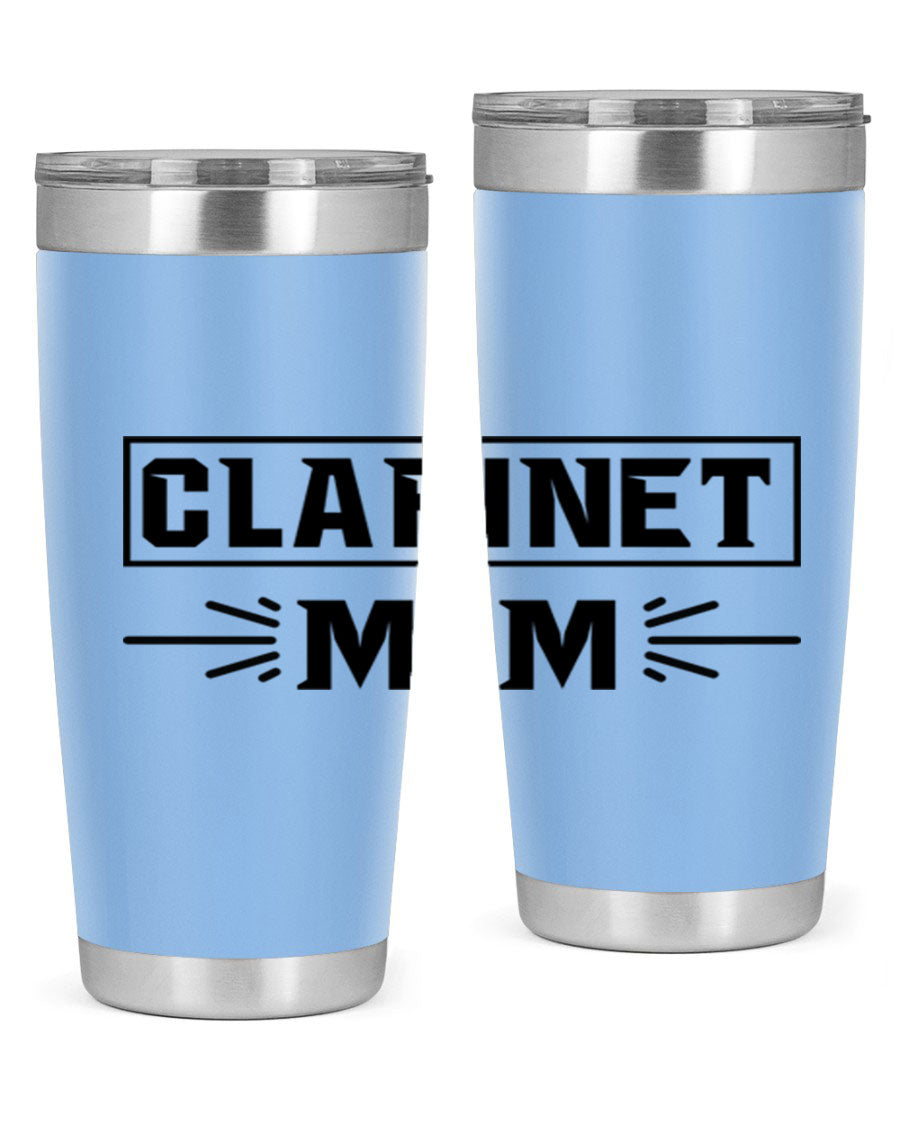 Clarinet Mom 20oz Tumbler featuring a stylish design, double wall vacuum insulation, and a drink-thru lid, perfect for music lovers.