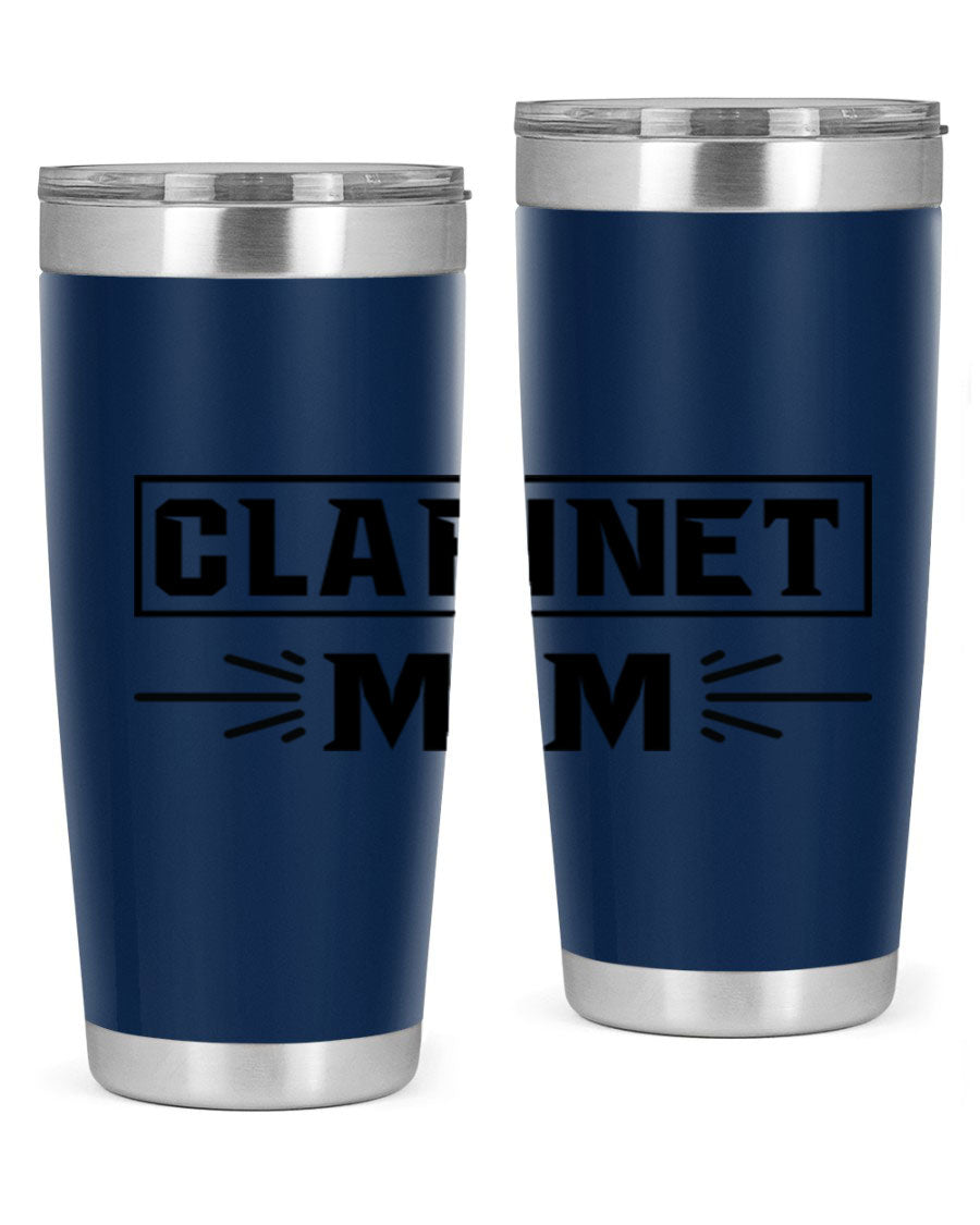 Clarinet Mom 20oz Tumbler featuring a stylish design, double wall vacuum insulation, and a drink-thru lid, perfect for music lovers.