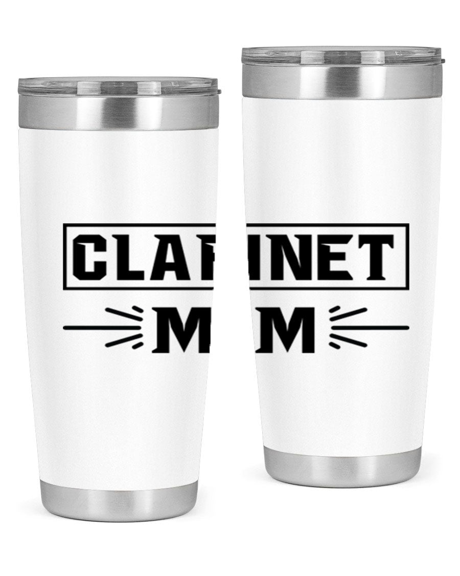 Clarinet Mom 20oz Tumbler featuring a stylish design, double wall vacuum insulation, and a drink-thru lid, perfect for music lovers.