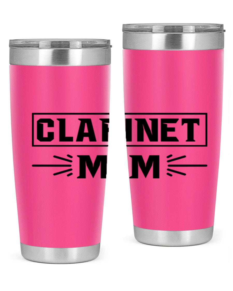 Clarinet Mom 20oz Tumbler featuring a stylish design, double wall vacuum insulation, and a drink-thru lid, perfect for music lovers.