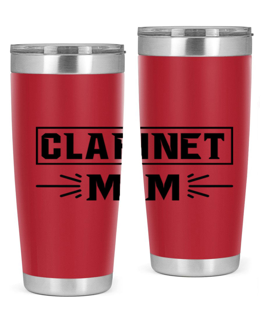 Clarinet Mom 20oz Tumbler featuring a stylish design, double wall vacuum insulation, and a drink-thru lid, perfect for music lovers.
