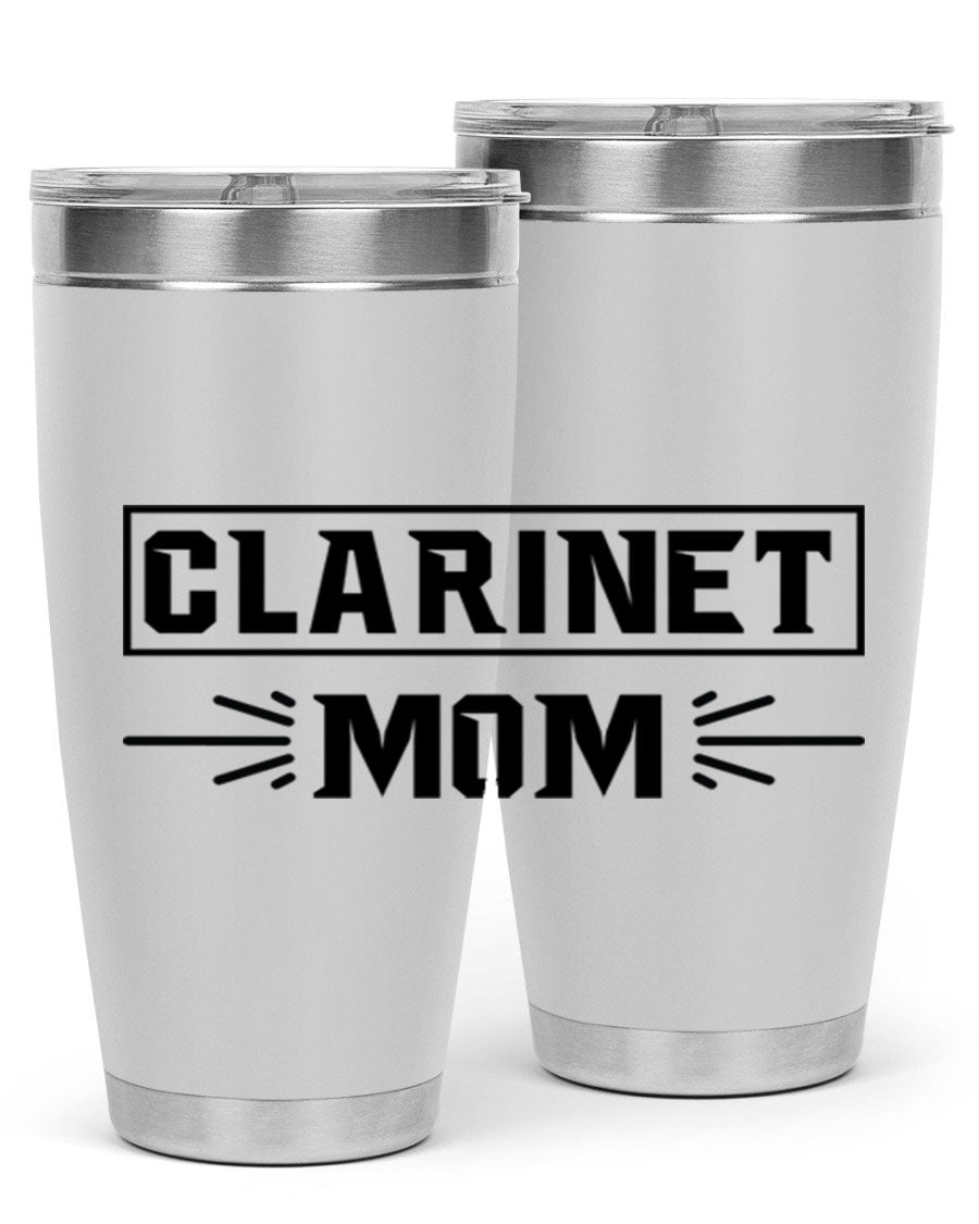 Clarinet Mom 20oz Tumbler featuring a stylish design, double wall vacuum insulation, and a drink-thru lid, perfect for music lovers.