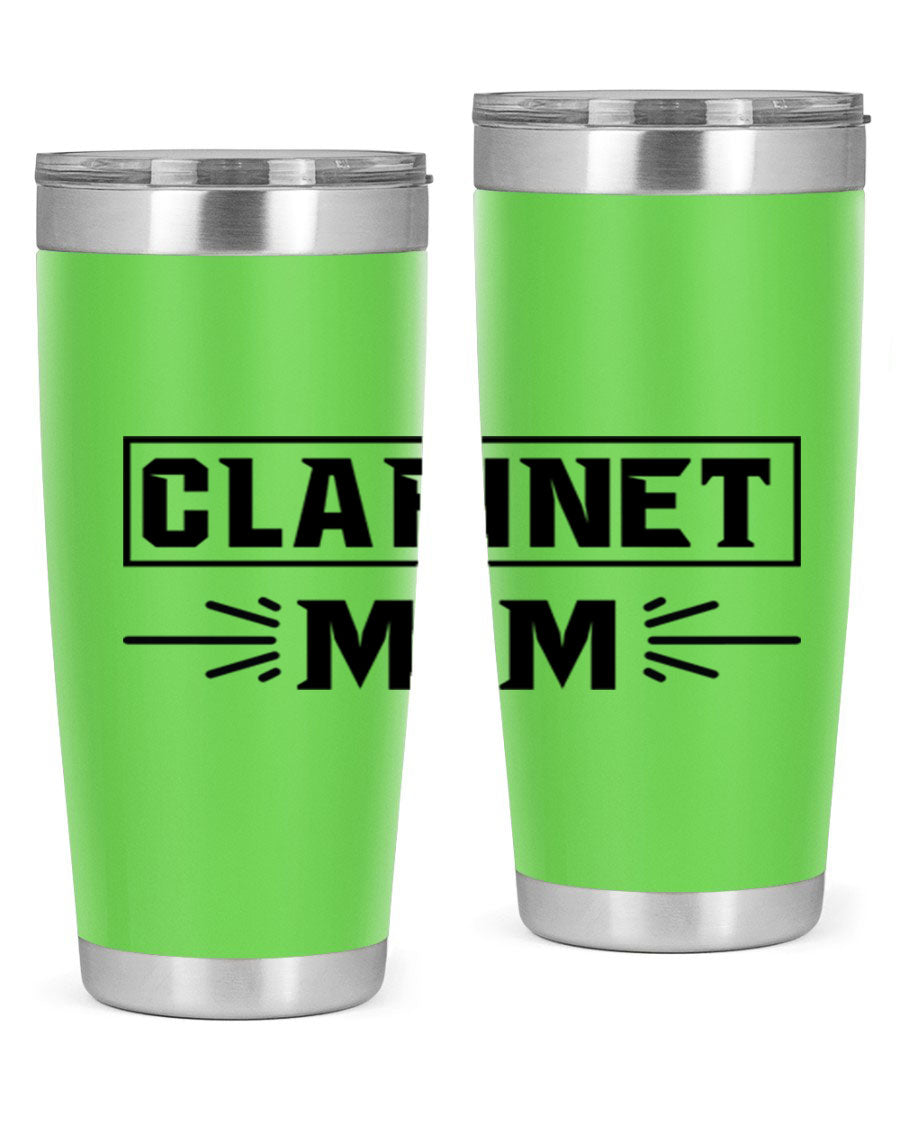 Clarinet Mom 20oz Tumbler featuring a stylish design, double wall vacuum insulation, and a drink-thru lid, perfect for music lovers.