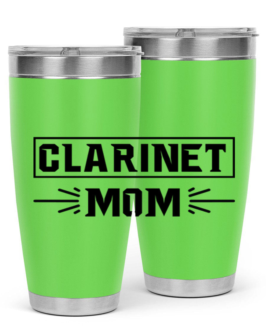 Clarinet Mom 20oz Tumbler featuring a stylish design, double wall vacuum insulation, and a drink-thru lid, perfect for music lovers.