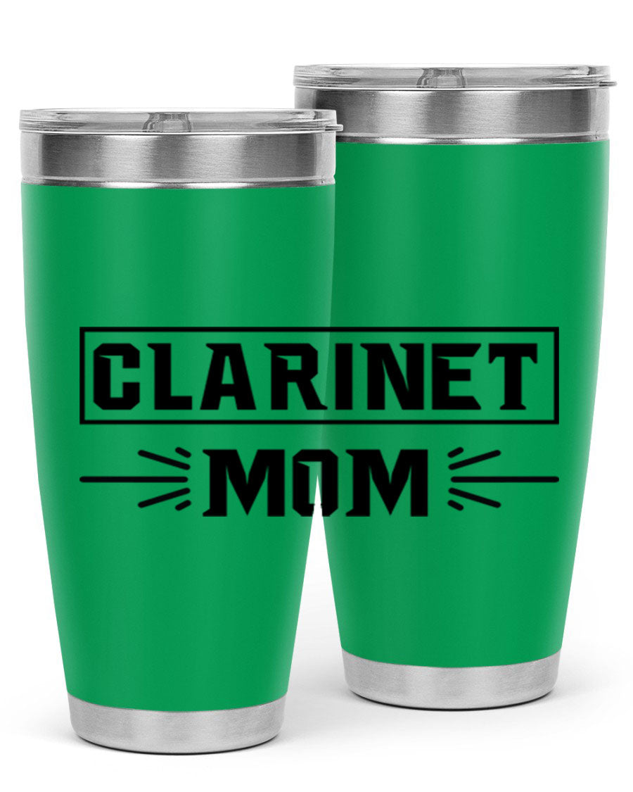 Clarinet Mom 20oz Tumbler featuring a stylish design, double wall vacuum insulation, and a drink-thru lid, perfect for music lovers.