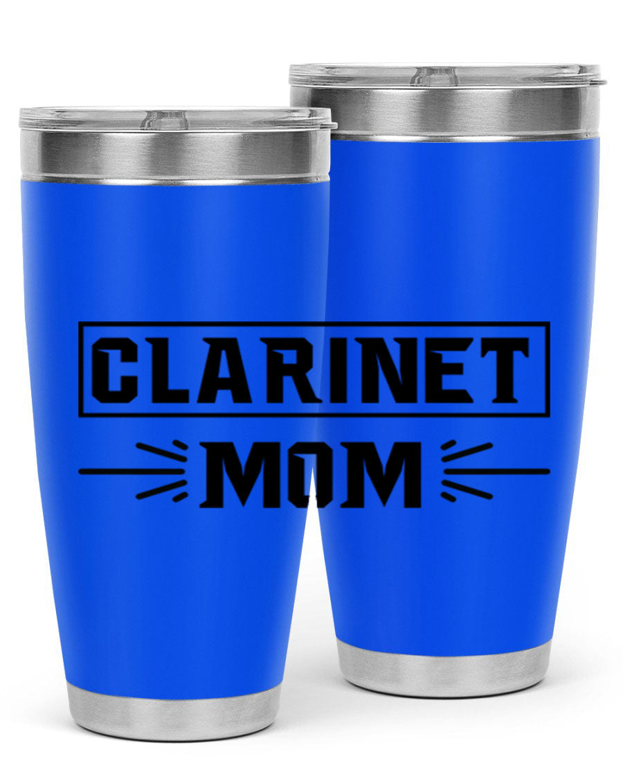 Clarinet Mom 20oz Tumbler featuring a stylish design, double wall vacuum insulation, and a drink-thru lid, perfect for music lovers.