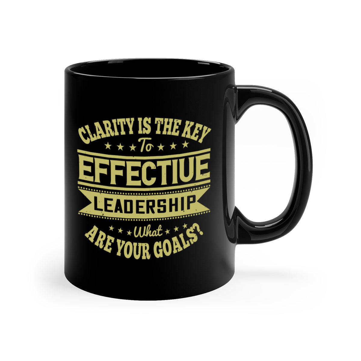 Clarity Is The Key To Effective Leadership mug with a glossy finish, featuring a colored handle and interior, available in multiple colors.