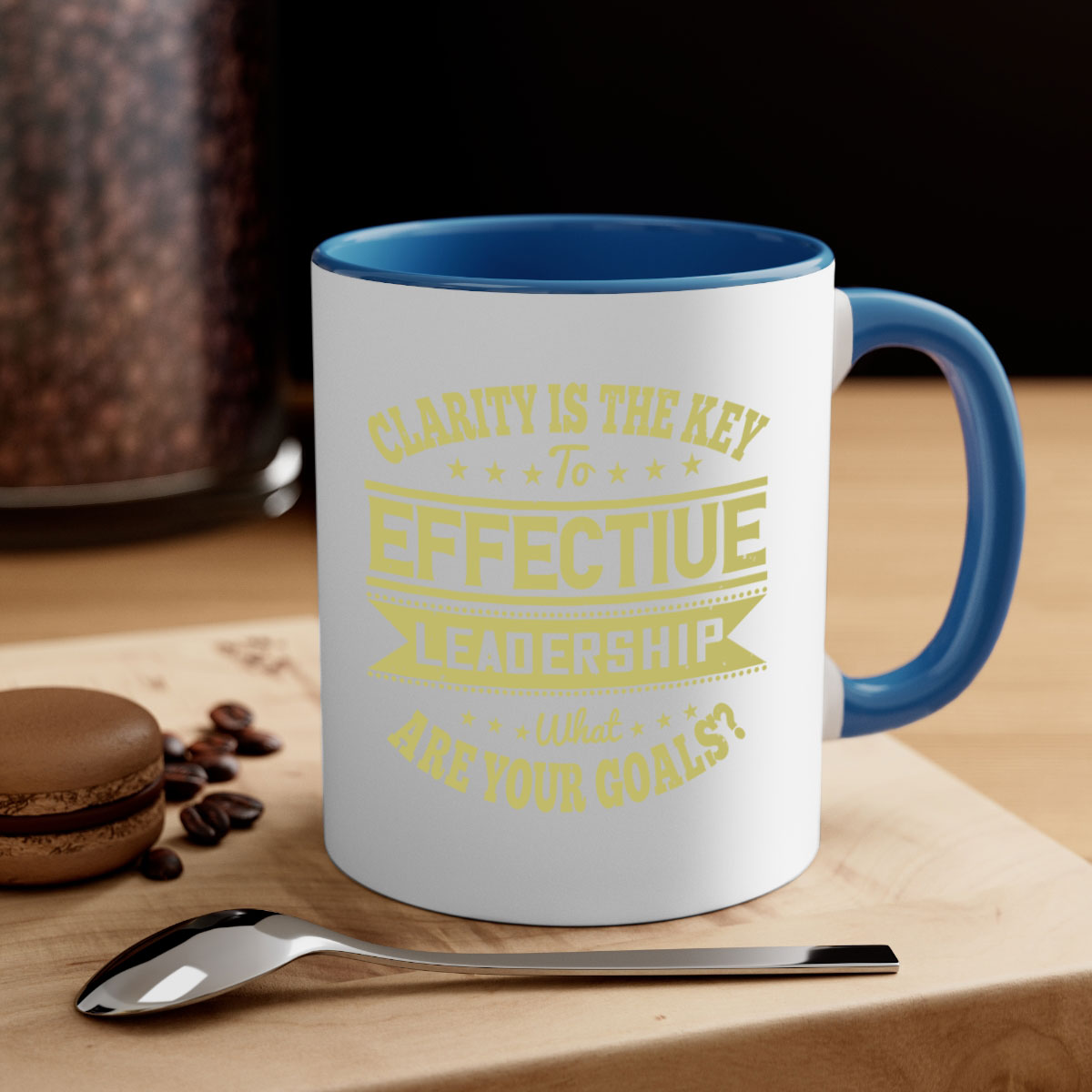 Clarity Is The Key To Effective Leadership mug with a glossy finish, featuring a colored handle and interior, available in multiple colors.