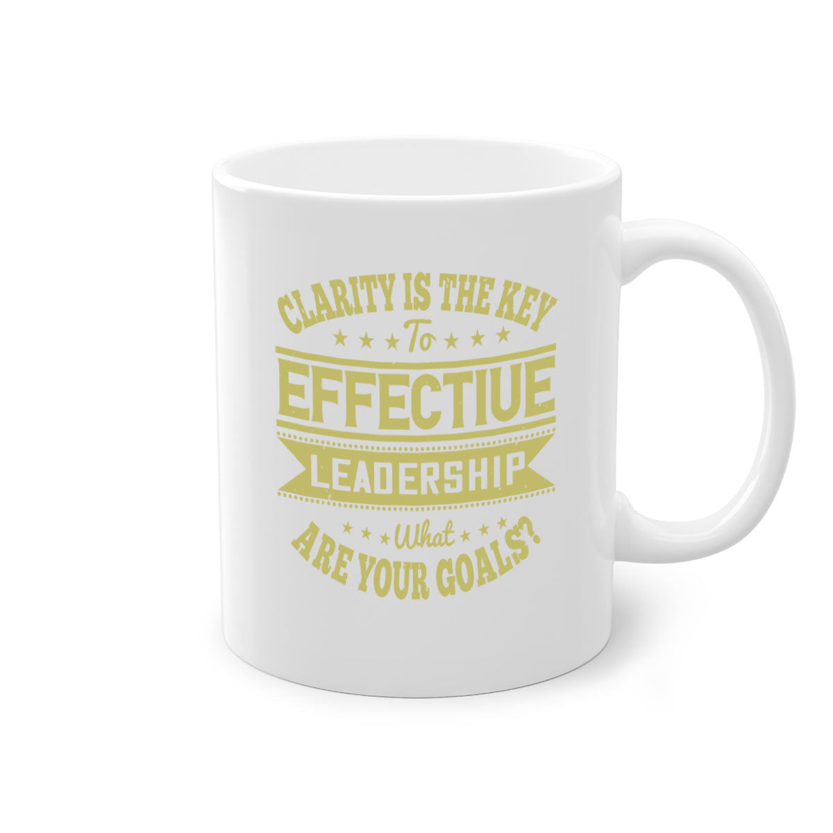 Clarity Is The Key To Effective Leadership mug with a glossy finish, featuring a colored handle and interior, available in multiple colors.