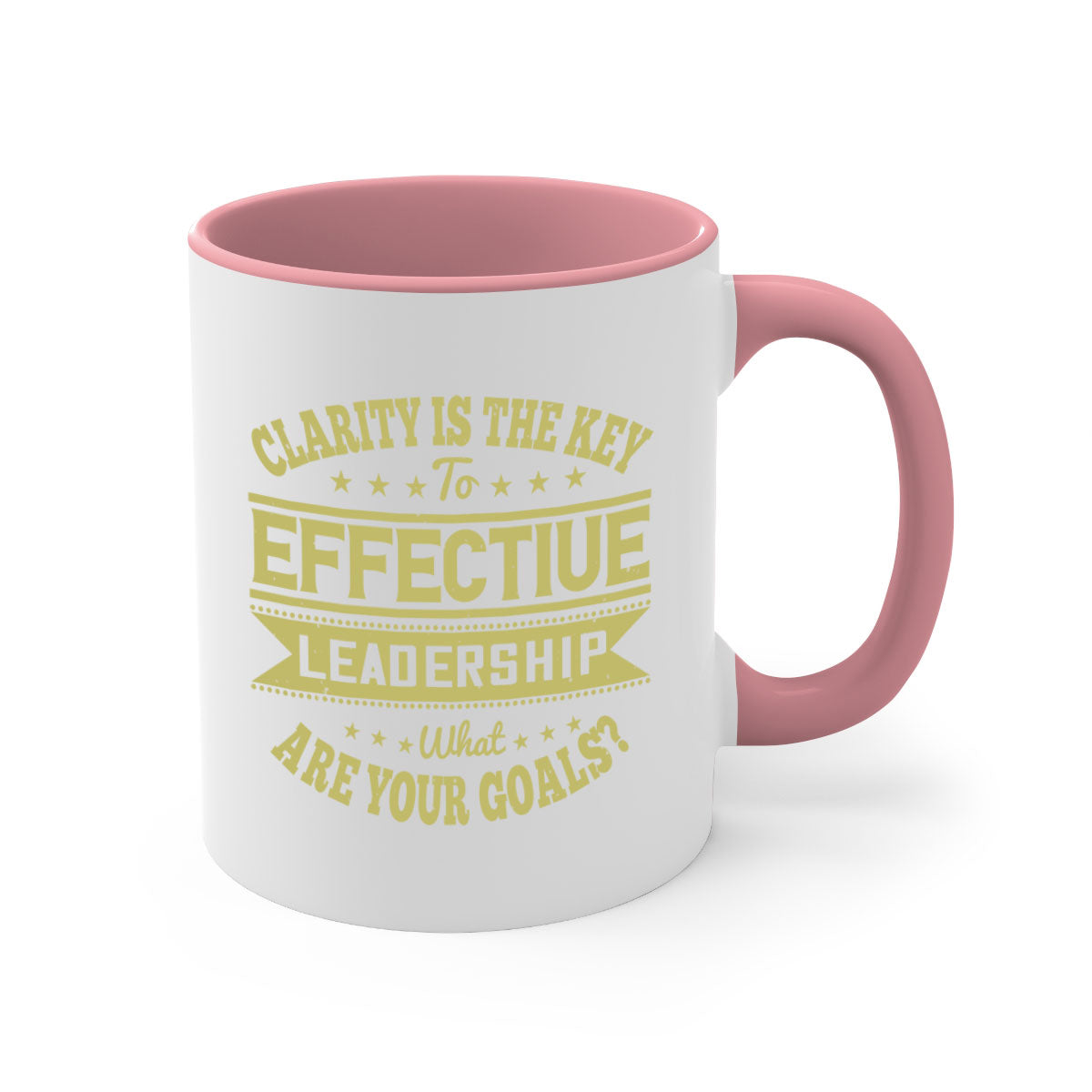 Clarity Is The Key To Effective Leadership mug with a glossy finish, featuring a colored handle and interior, available in multiple colors.