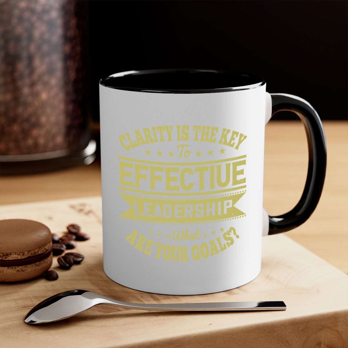 Clarity Is The Key To Effective Leadership mug with a glossy finish, featuring a colored handle and interior, available in multiple colors.