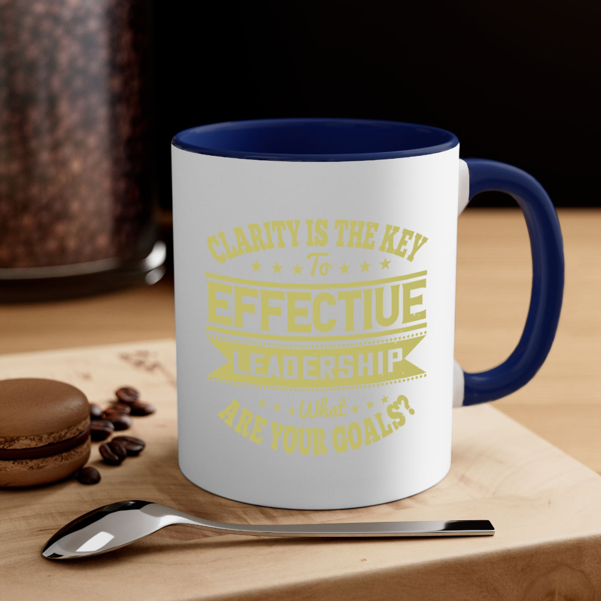 Clarity Is The Key To Effective Leadership mug with a glossy finish, featuring a colored handle and interior, available in multiple colors.