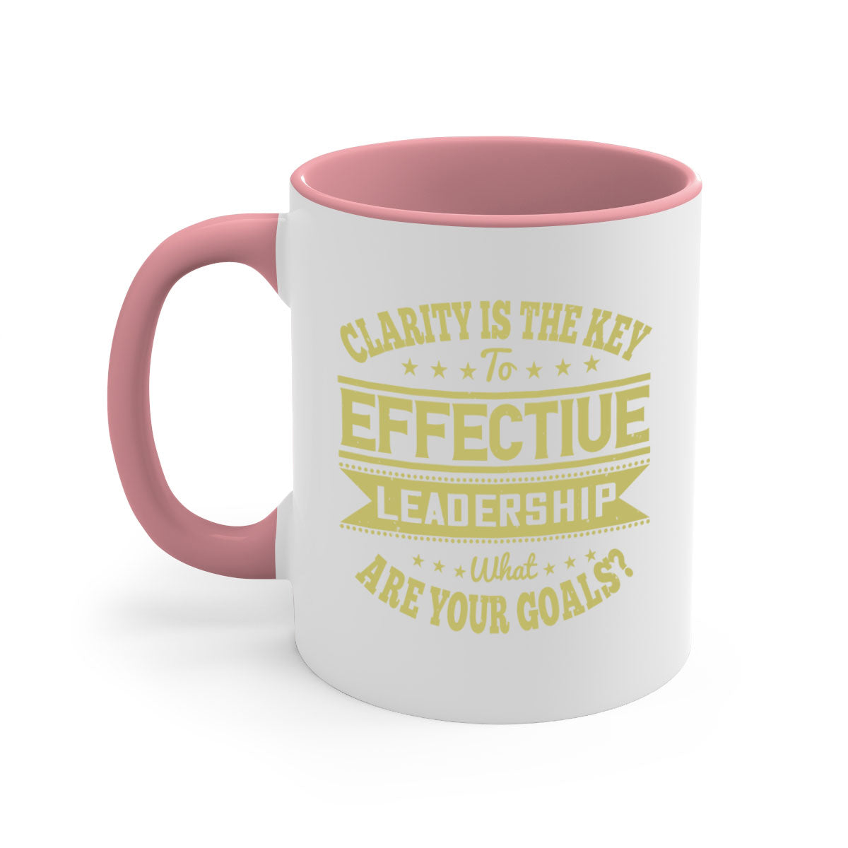 Clarity Is The Key To Effective Leadership mug with a glossy finish, featuring a colored handle and interior, available in multiple colors.