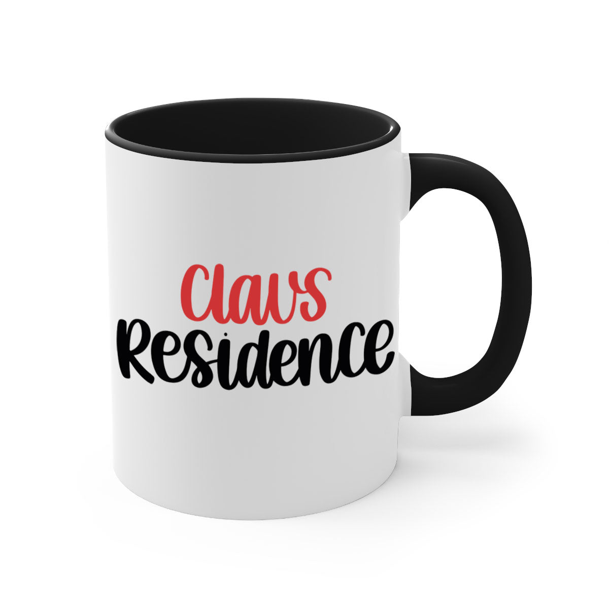 Claus Residence 166# Christmas Mug with a glossy finish, featuring a colored handle and interior, available in multiple colors.