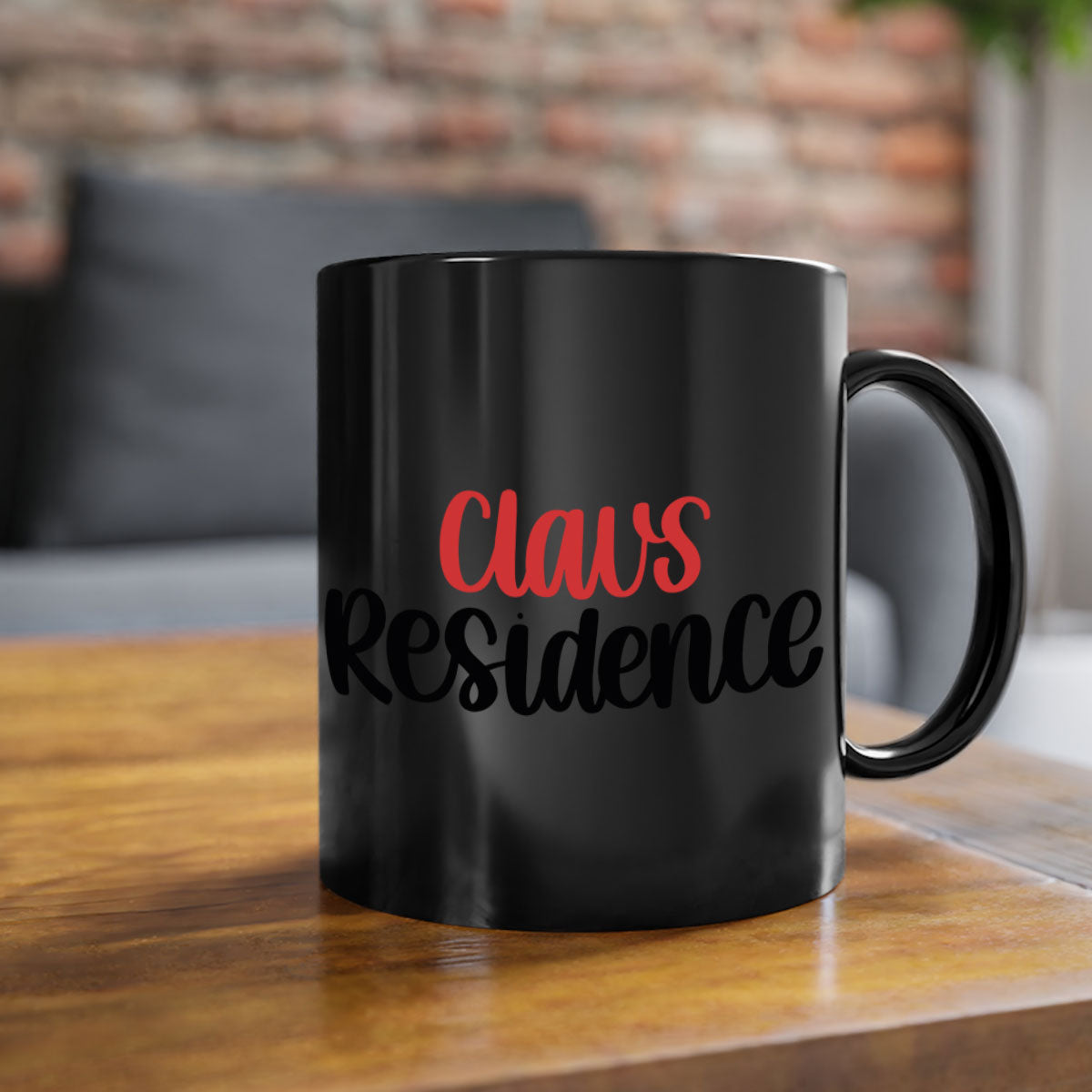 Claus Residence 166# Christmas Mug with a glossy finish, featuring a colored handle and interior, available in multiple colors.