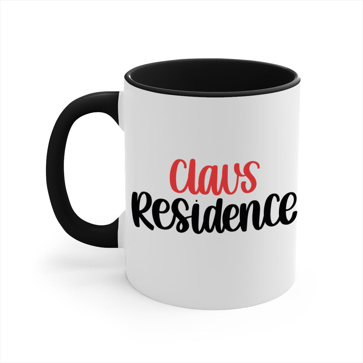 Claus Residence 166# Christmas Mug with a glossy finish, featuring a colored handle and interior, available in multiple colors.