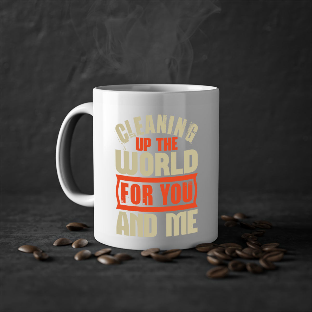 Cleaning up the World Style 37# Mug with colorful handle and glossy finish, available in two sizes.