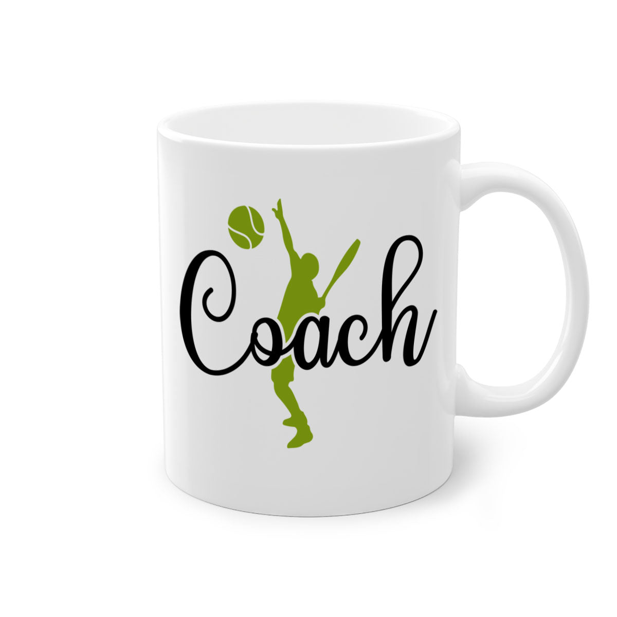 Coach 1375# Mug featuring a glossy finish and colorful handle, available in multiple sizes.