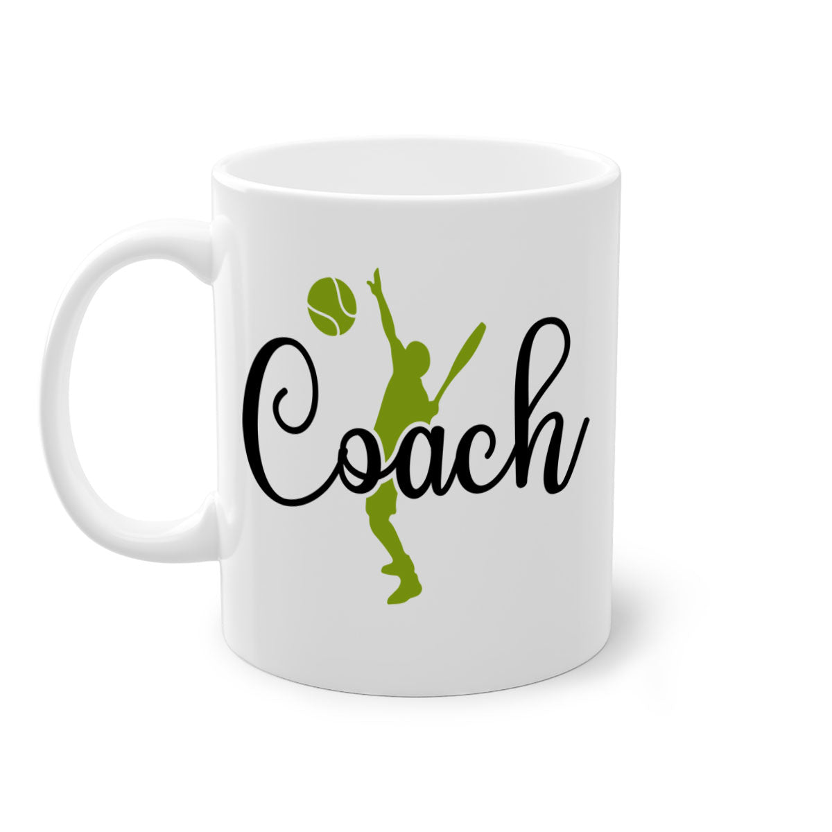 Coach 1375# Mug featuring a glossy finish and colorful handle, available in multiple sizes.
