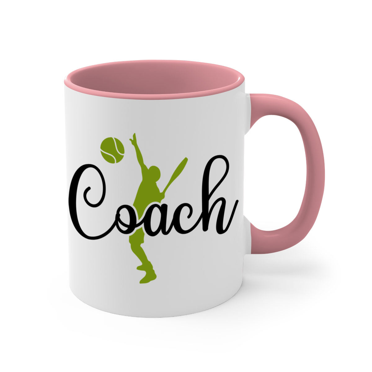 Coach 1375# Mug featuring a glossy finish and colorful handle, available in multiple sizes.