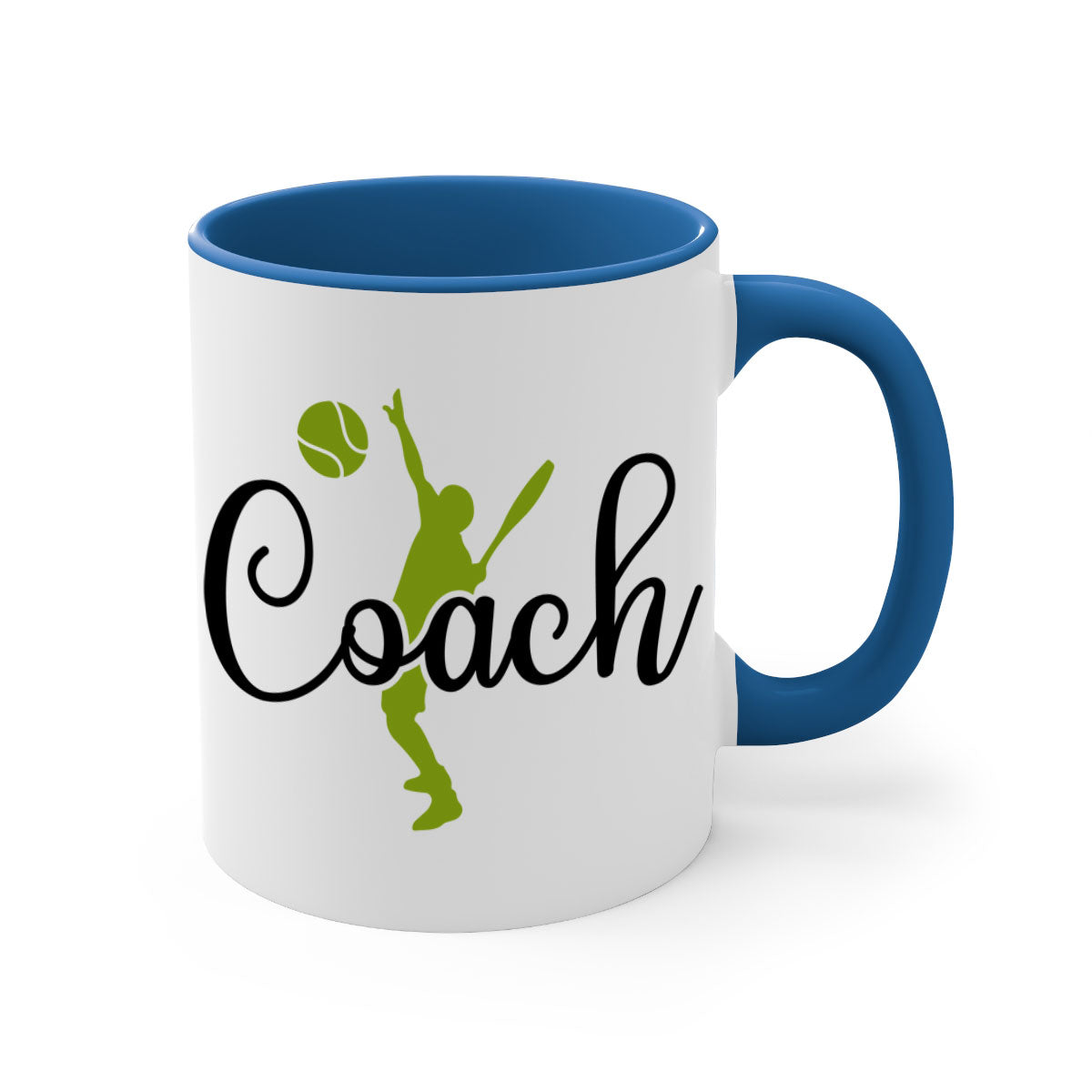 Coach 1375# Mug featuring a glossy finish and colorful handle, available in multiple sizes.