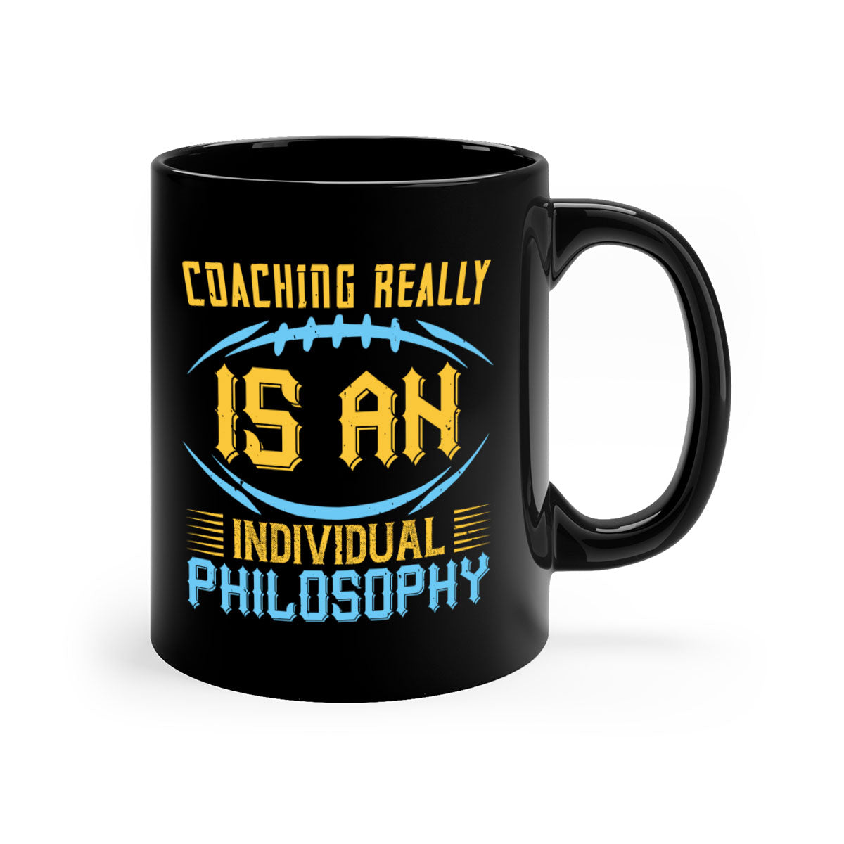 Coaching really is an individual philosophy Style 43# Mug with a glossy finish, colorful handle, and interior, available in multiple sizes.