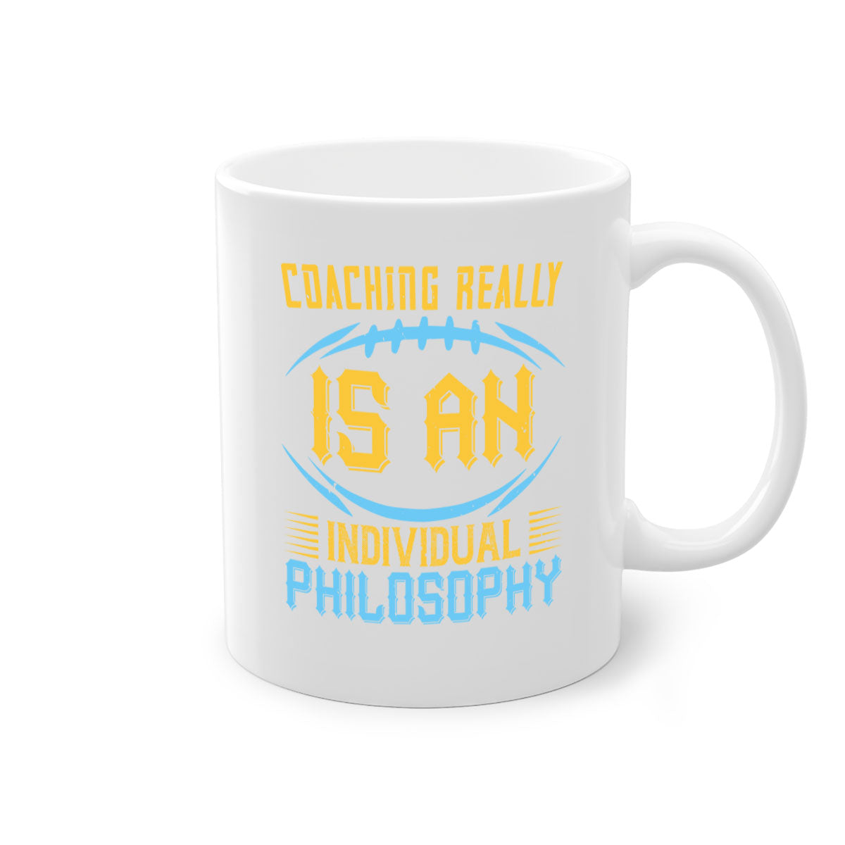Coaching really is an individual philosophy Style 43# Mug with a glossy finish, colorful handle, and interior, available in multiple sizes.