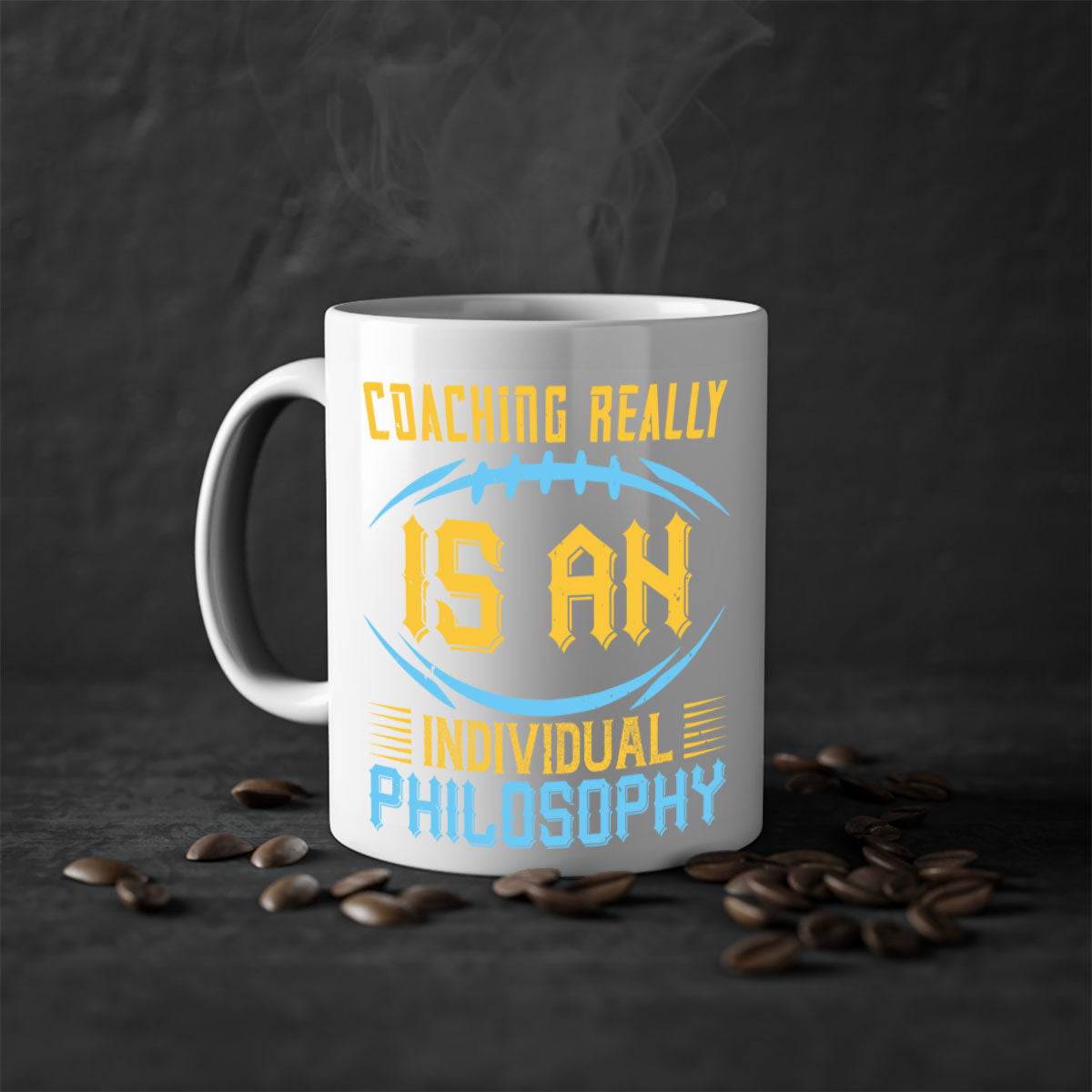 Coaching really is an individual philosophy Style 43# Mug with a glossy finish, colorful handle, and interior, available in multiple sizes.
