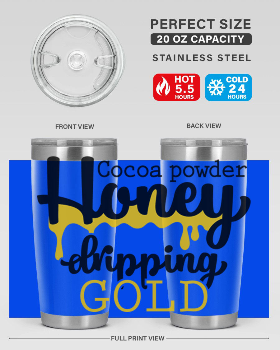 Cocoa Powder Style 43# Tumbler in stainless steel with a stylish design, perfect for hot and cold beverages.