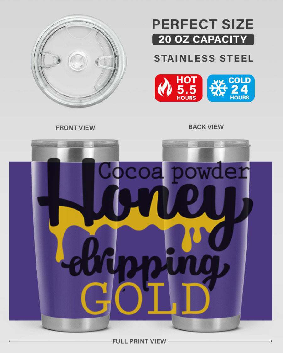 Cocoa Powder Style 43# Tumbler in stainless steel with a stylish design, perfect for hot and cold beverages.