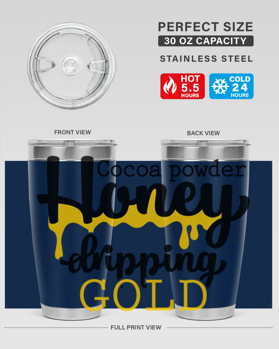 Cocoa Powder Style 43# Tumbler in stainless steel with a stylish design, perfect for hot and cold beverages.