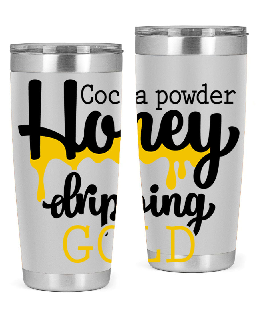 Cocoa Powder Style 43# Tumbler in stainless steel with a stylish design, perfect for hot and cold beverages.