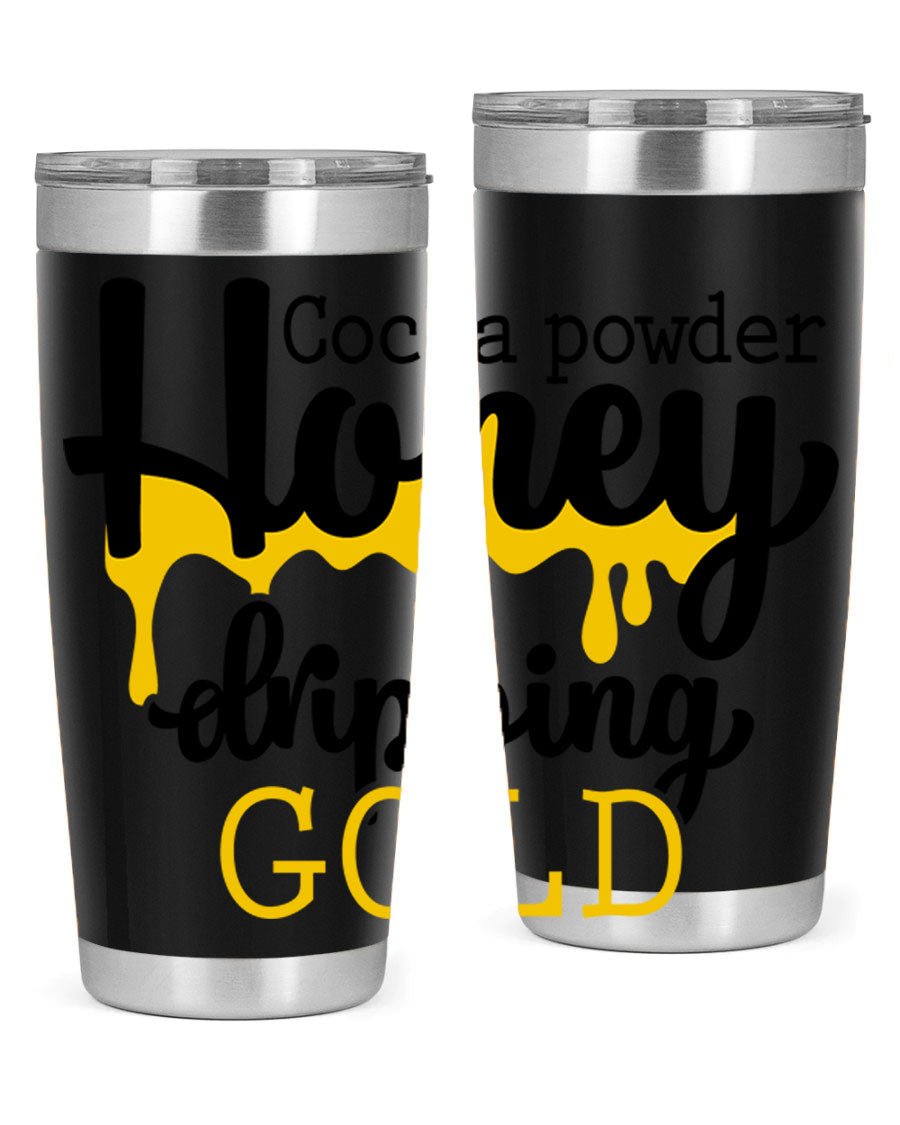 Cocoa Powder Style 43# Tumbler in stainless steel with a stylish design, perfect for hot and cold beverages.