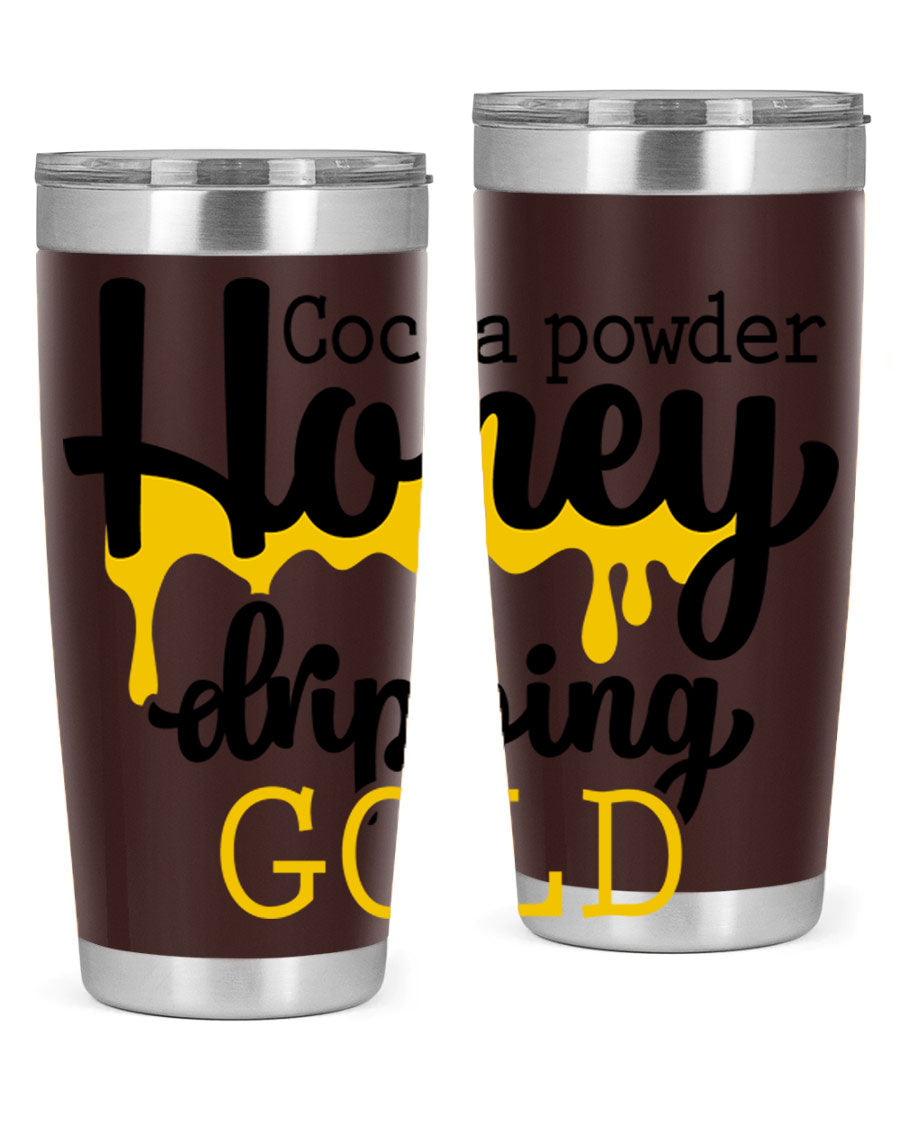 Cocoa Powder Style 43# Tumbler in stainless steel with a stylish design, perfect for hot and cold beverages.