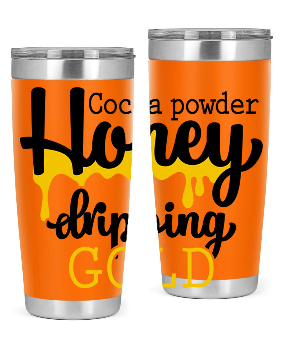 Cocoa Powder Style 43# Tumbler in stainless steel with a stylish design, perfect for hot and cold beverages.