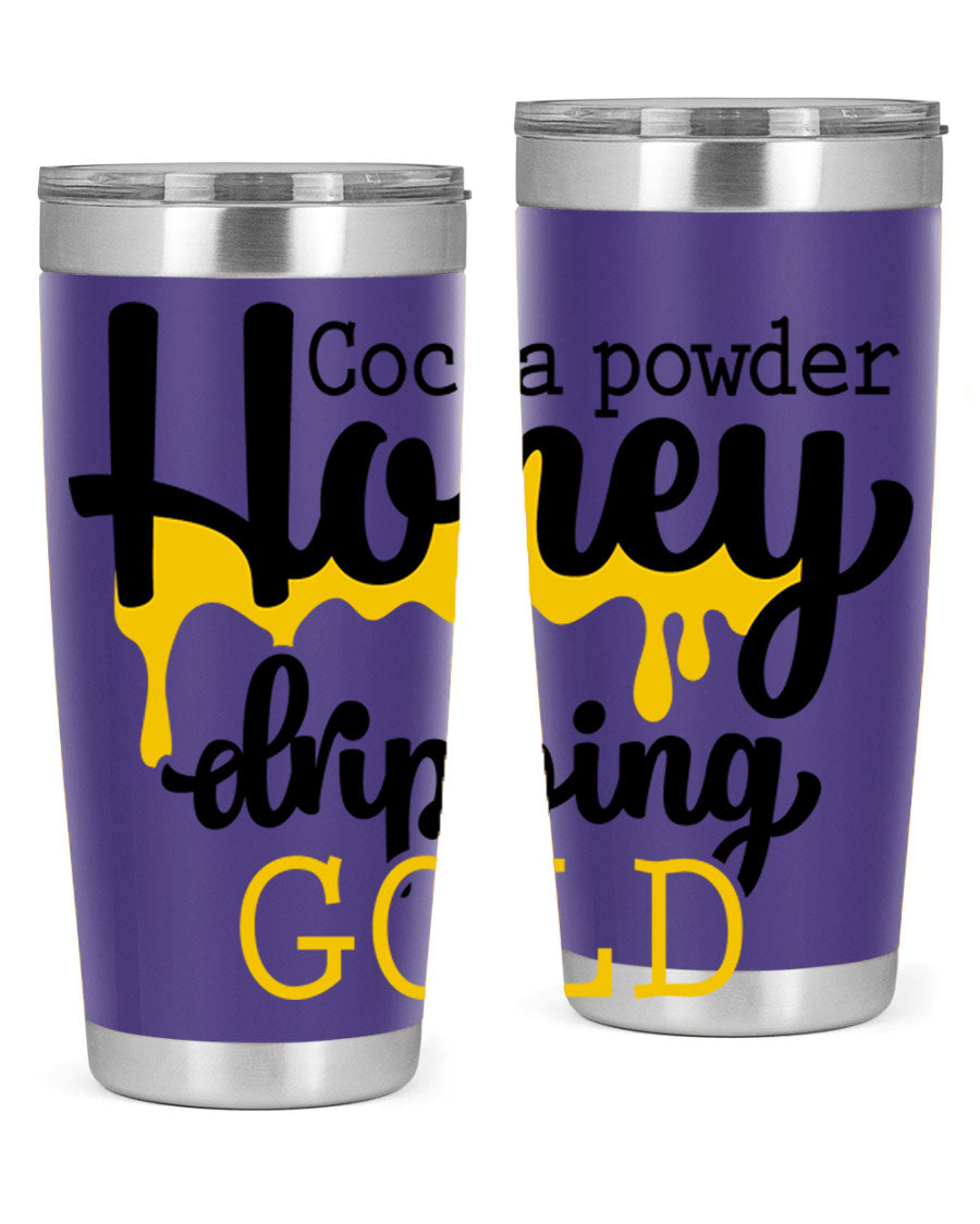 Cocoa Powder Style 43# Tumbler in stainless steel with a stylish design, perfect for hot and cold beverages.