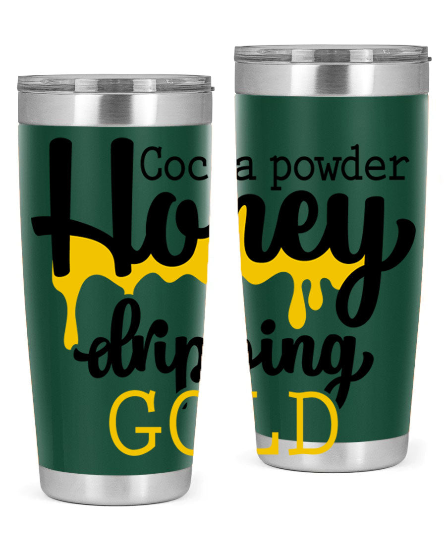 Cocoa Powder Style 43# Tumbler in stainless steel with a stylish design, perfect for hot and cold beverages.