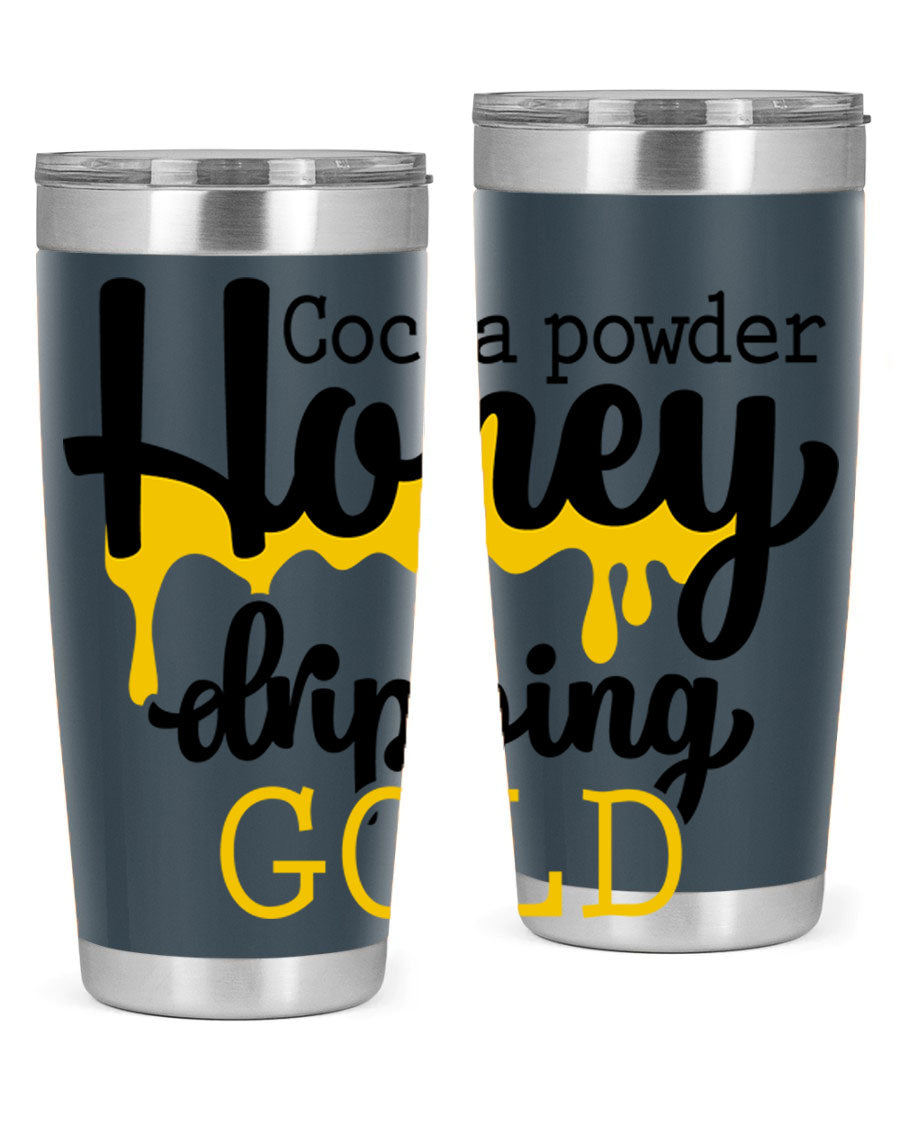 Cocoa Powder Style 43# Tumbler in stainless steel with a stylish design, perfect for hot and cold beverages.