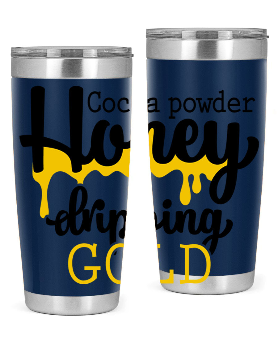 Cocoa Powder Style 43# Tumbler in stainless steel with a stylish design, perfect for hot and cold beverages.