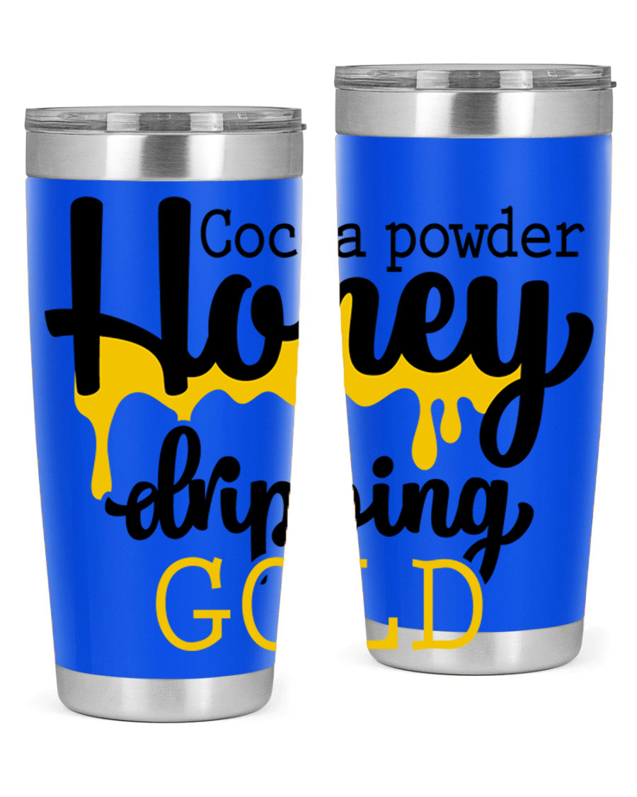 Cocoa Powder Style 43# Tumbler in stainless steel with a stylish design, perfect for hot and cold beverages.