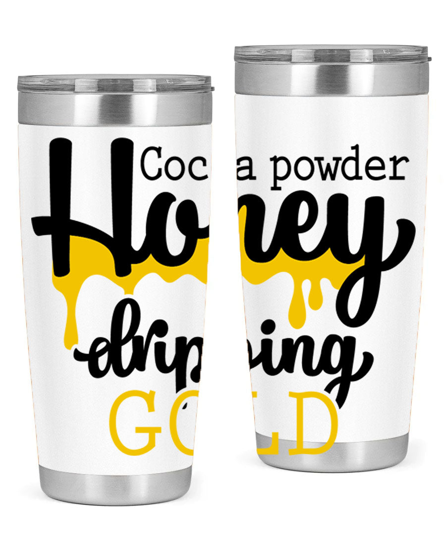 Cocoa Powder Style 43# Tumbler in stainless steel with a stylish design, perfect for hot and cold beverages.