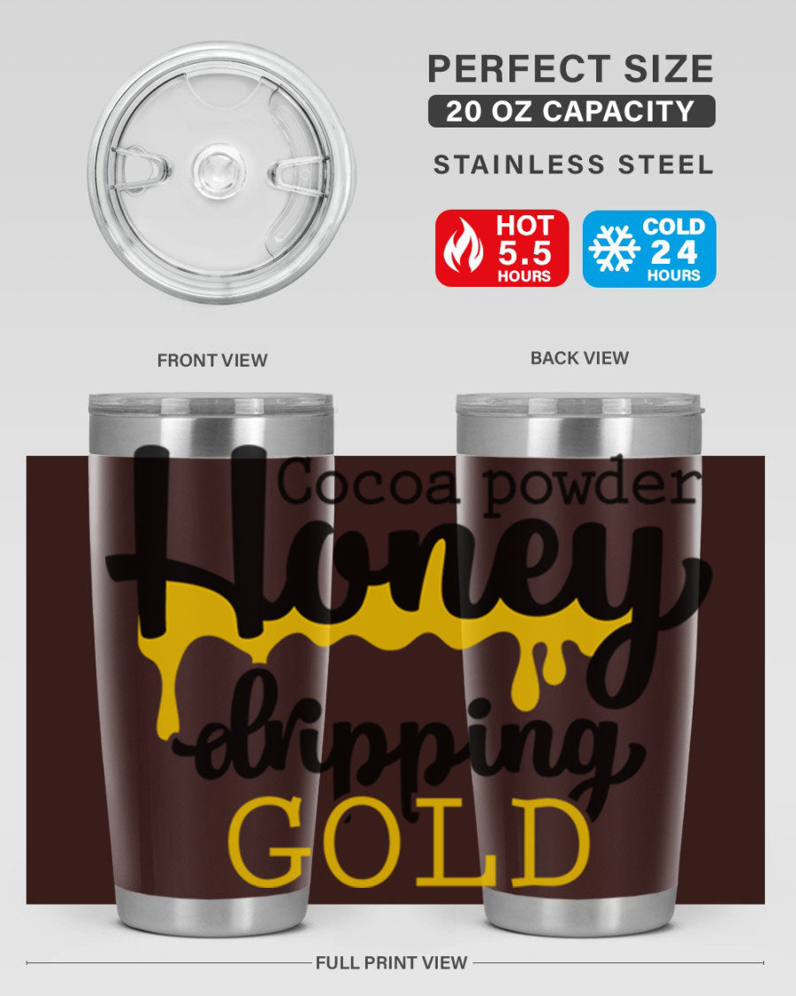 Cocoa Powder Style 43# Tumbler in stainless steel with a stylish design, perfect for hot and cold beverages.