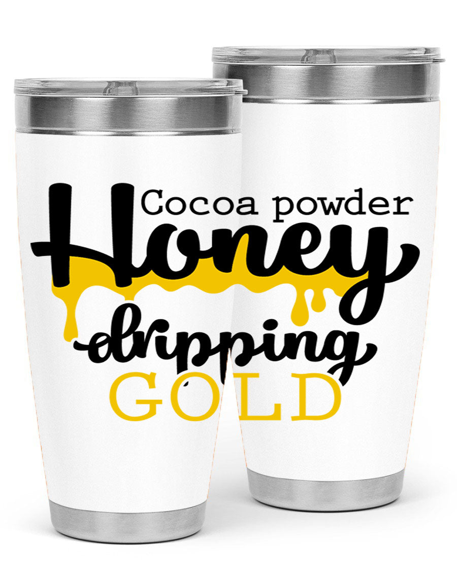 Cocoa Powder Style 43# Tumbler in stainless steel with a stylish design, perfect for hot and cold beverages.