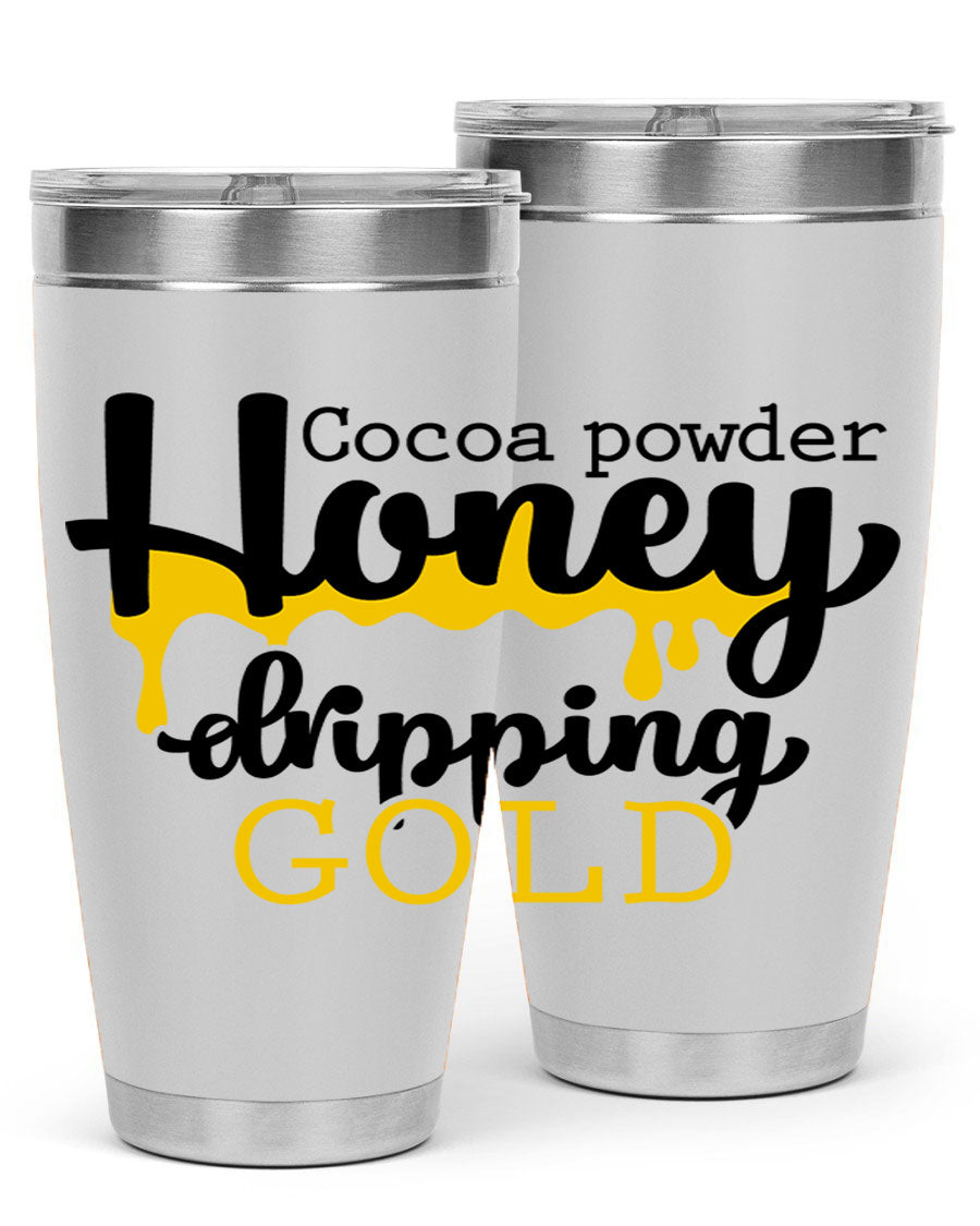 Cocoa Powder Style 43# Tumbler in stainless steel with a stylish design, perfect for hot and cold beverages.